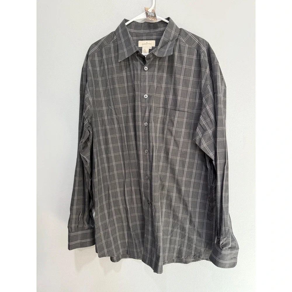 Ermenegildo Zegna Men's XXL‎ Plaid Button Down Shirt 100% Cotton Made in Italy